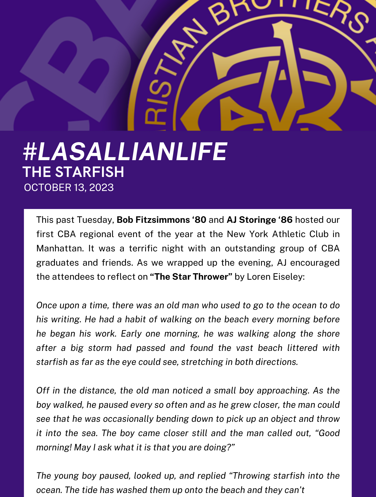 #LasallianLife : The Starfish