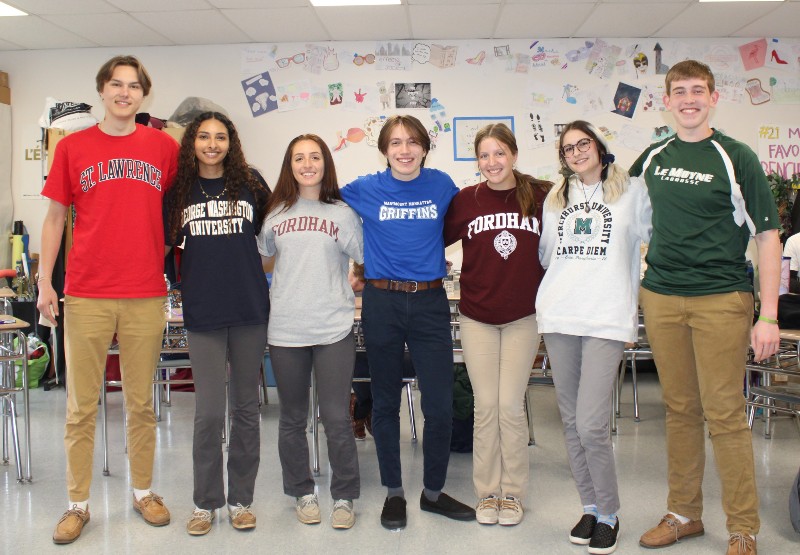 Class of 2022 College Destinations near syracuse ny image of students wearing college shirts