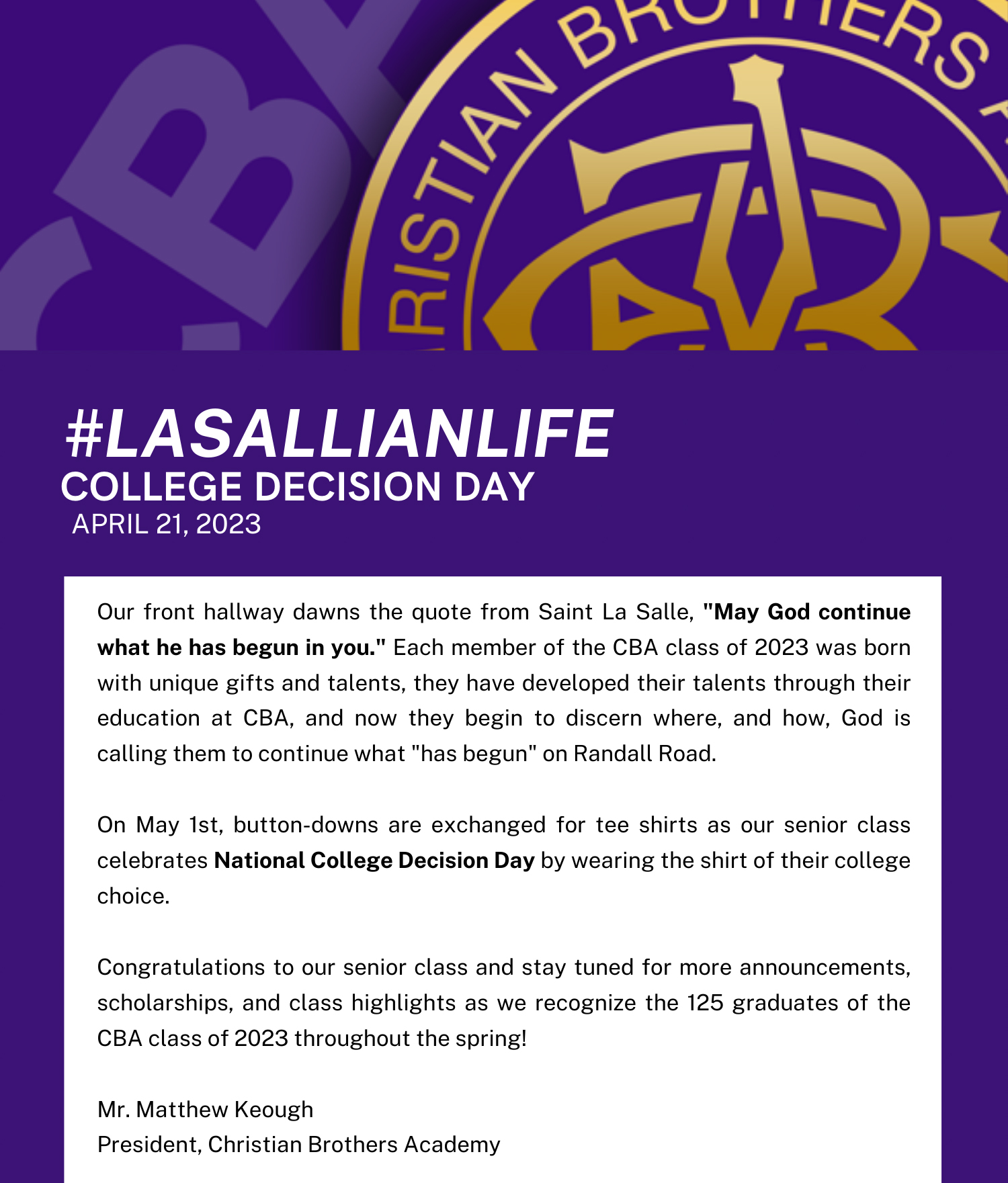 #LasallianLife : College Decision Day 2023