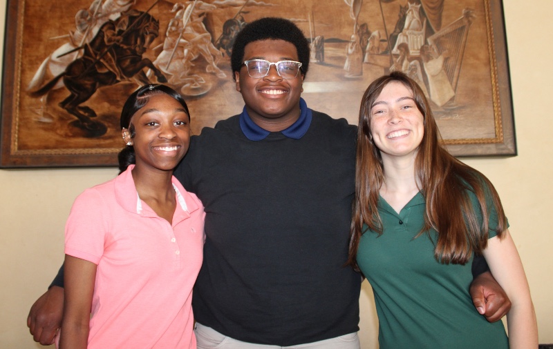 students earn recognition in young plyawrights festival near syracuse ny image of Seniors Amazin Spencer, Dean Webster and Anna Kuehner earned recognition in the Young Playwrights Festival sponsored by Syracuse Stage