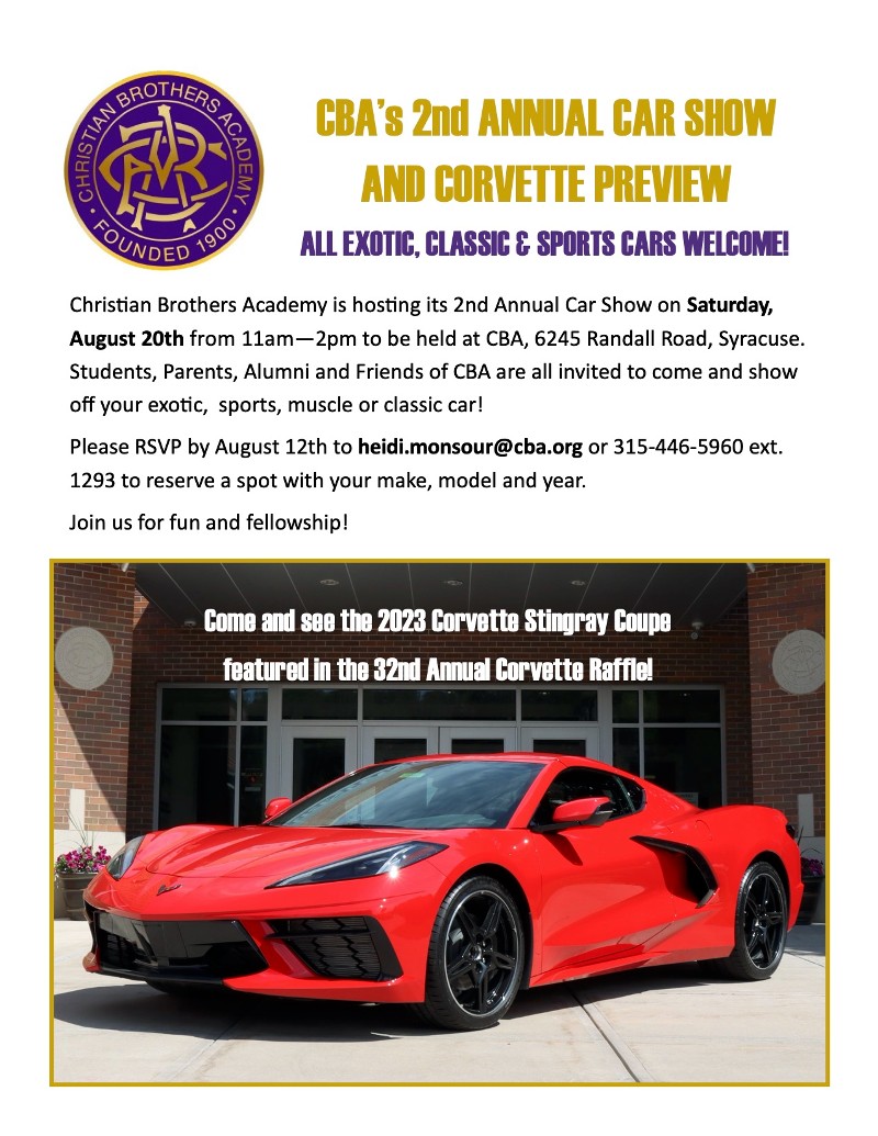 2nd Annual Car Show And Corvette Preview Aug. 20