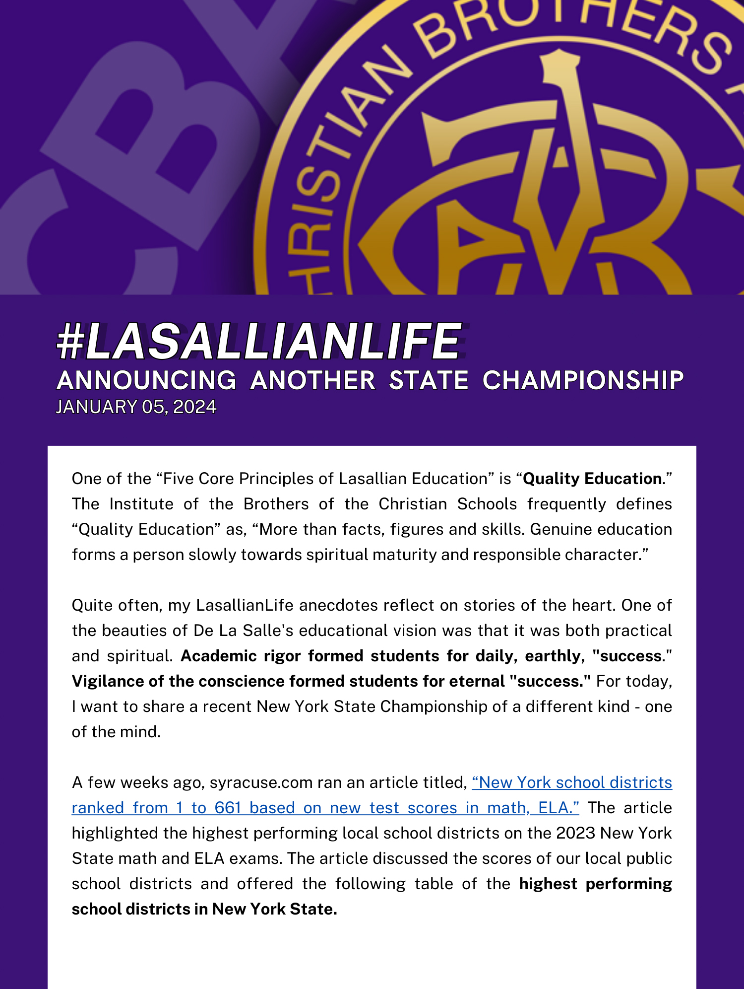 #LasallianLife : Announcing Another State Championship