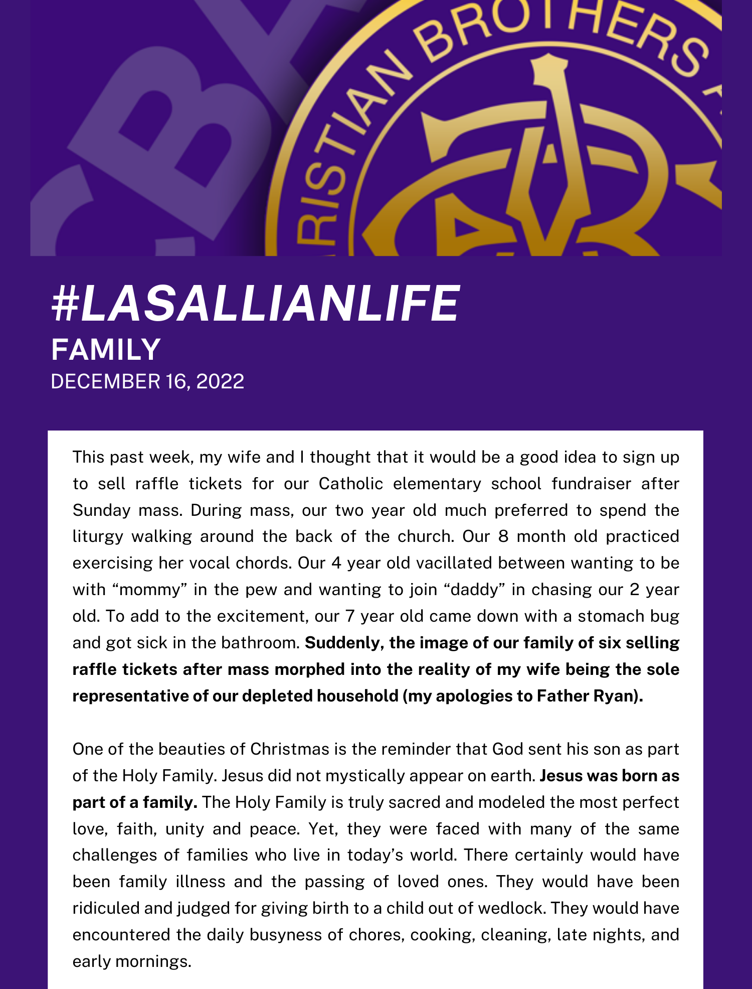 Christian Brothers Academy Syracuse, NY Private School Lasallian Life Family