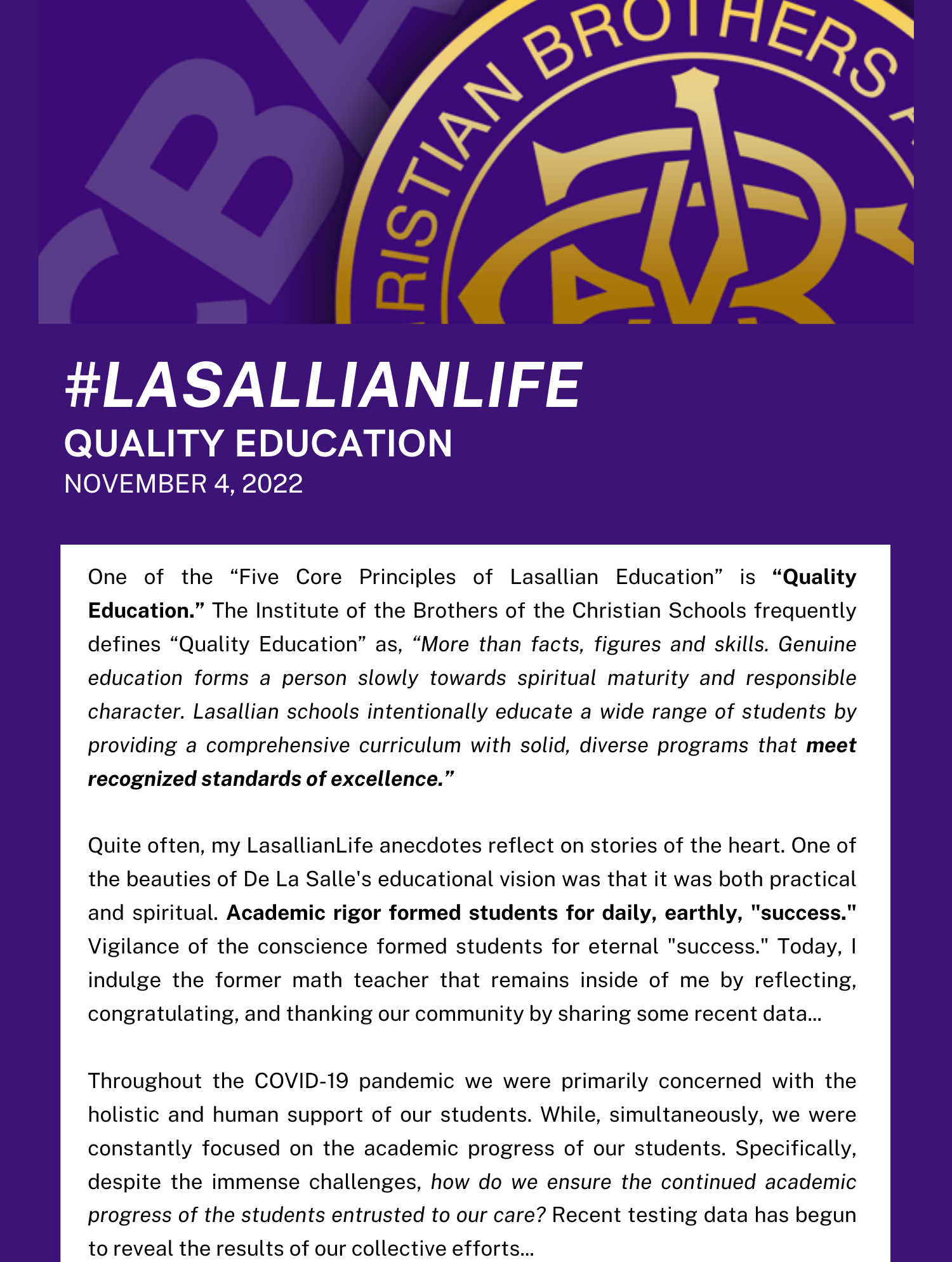 quality education near syracuse ny image of lasallian life poster