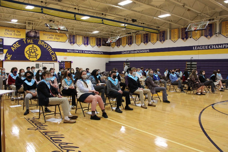 More Than 150 Students Inducted Into National Honor Society near syracuse ny image of students in gym