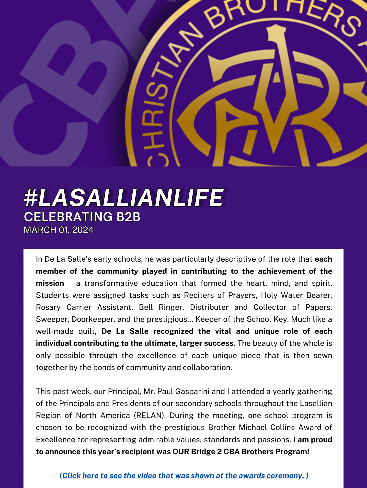 #LasallianLife : Celebrating B2B