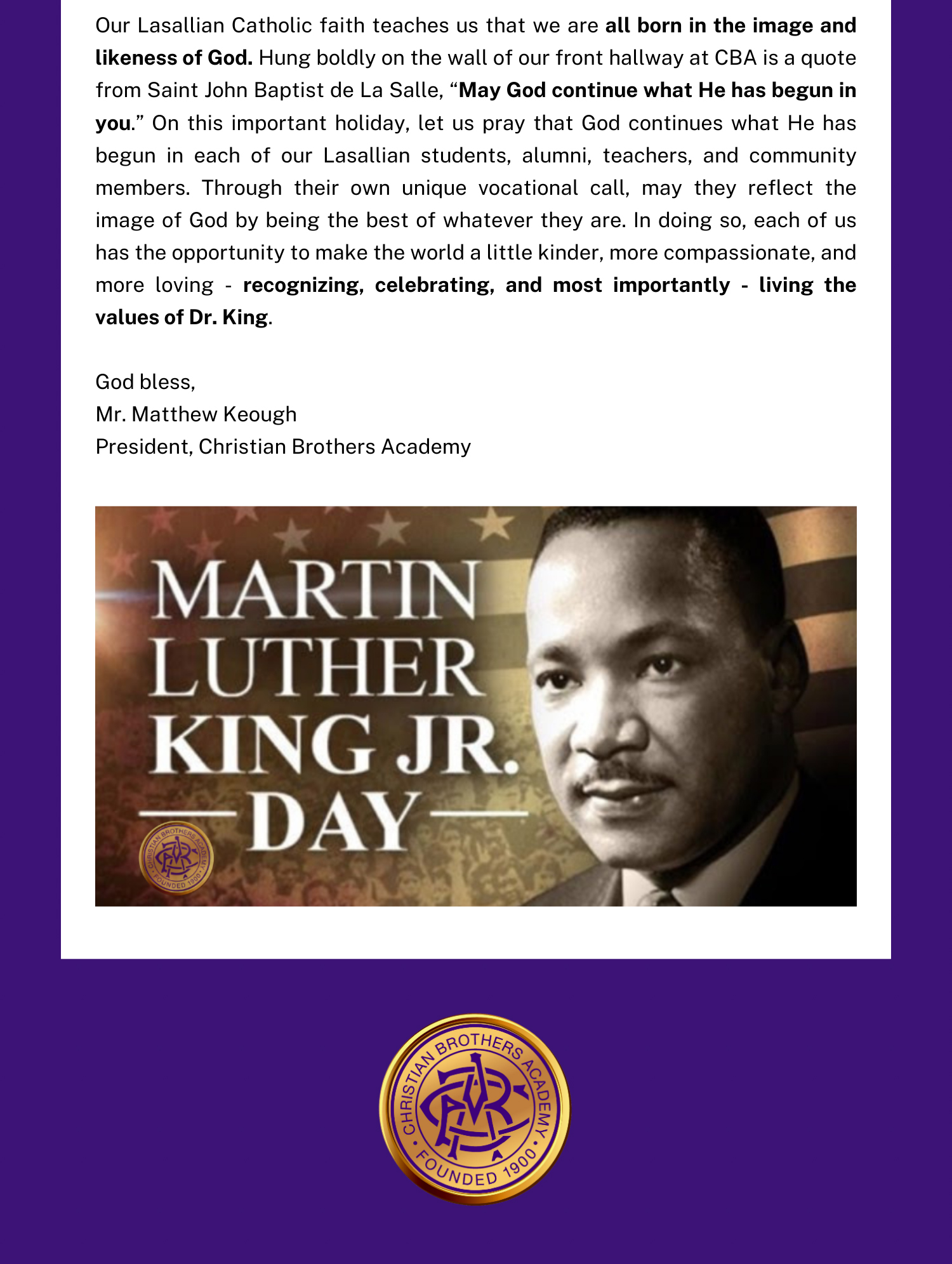 #LasallianLife : Celebrating Rev. Dr. Martin Luther King Jr.