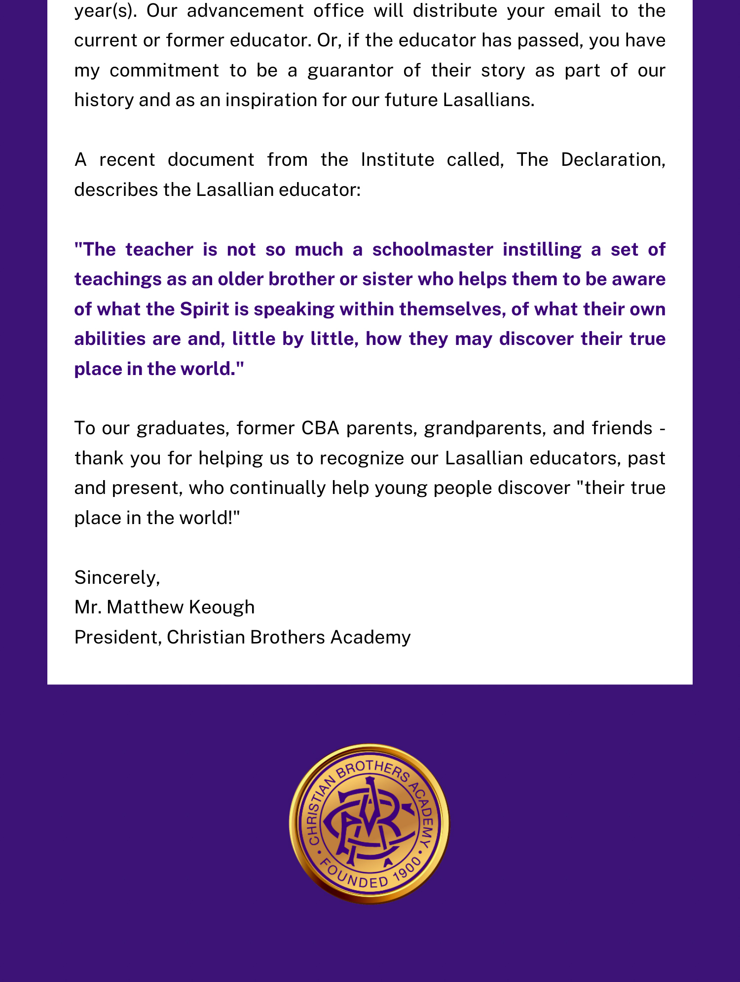 #LasallianLife : Fences - National Teacher Appreciation Week