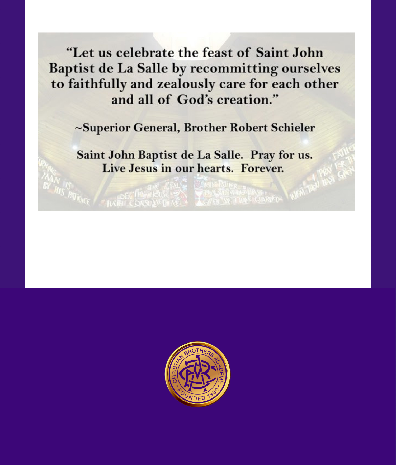 Christian Brothers Academy in Syracuse, NY celebrates Founders Day!