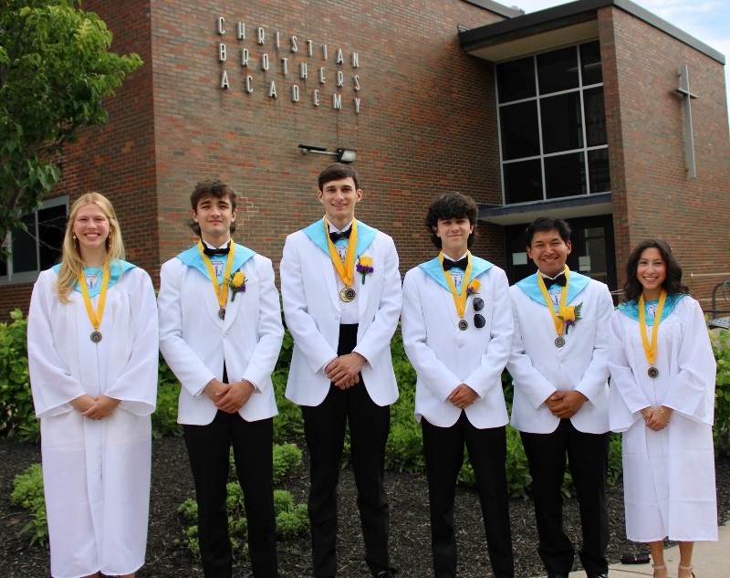 students earn new york state seal of biliteracy award near syracuse ny image of senior students Ella Zaryski, Anthony Lisi, Max Lachut, Razi Marshall, Josh Culeton and Sofia Santa-Ines earned the New York State Seal of Biliteracy
