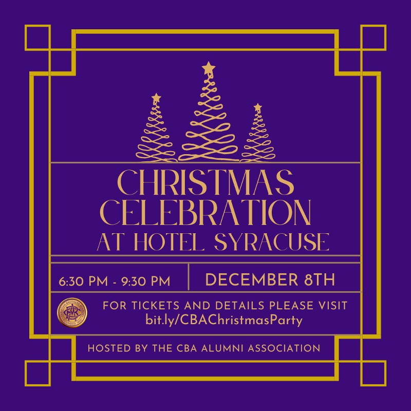 cba alumni association christmas party december 8th near syracuse ny image of invitation