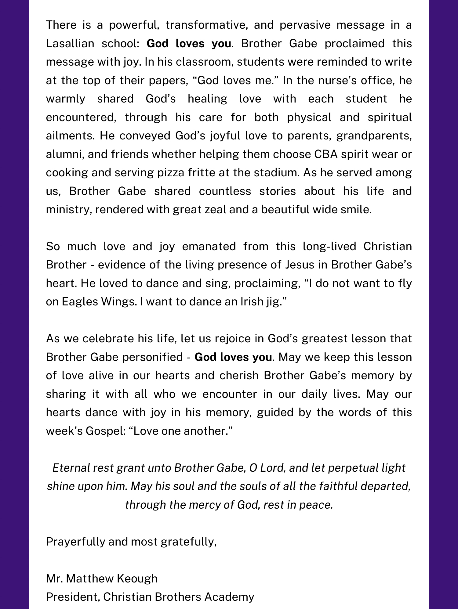 #LasallianLife : Brother Gabe Fiumano, FSC ‘47 - God Loves YOU