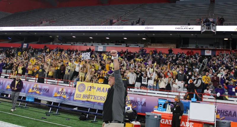 Purple Reign..Brothers Crowned State Champs near syracuse ny image of football coach at cba