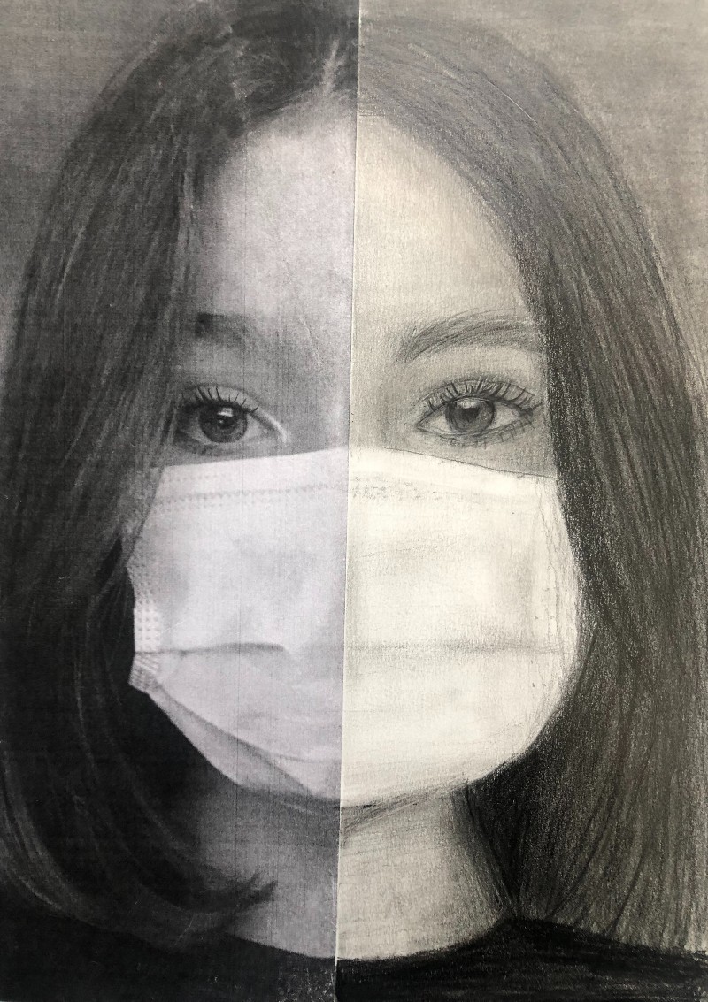 Four Students Earn Honorable Mention In Scholastic Art Awards Competition near syracuse ny image of portrait drawing