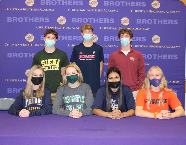 Seven Student-Athletes Sign Division I National Letters of Intent near syracuse ny image of cba students