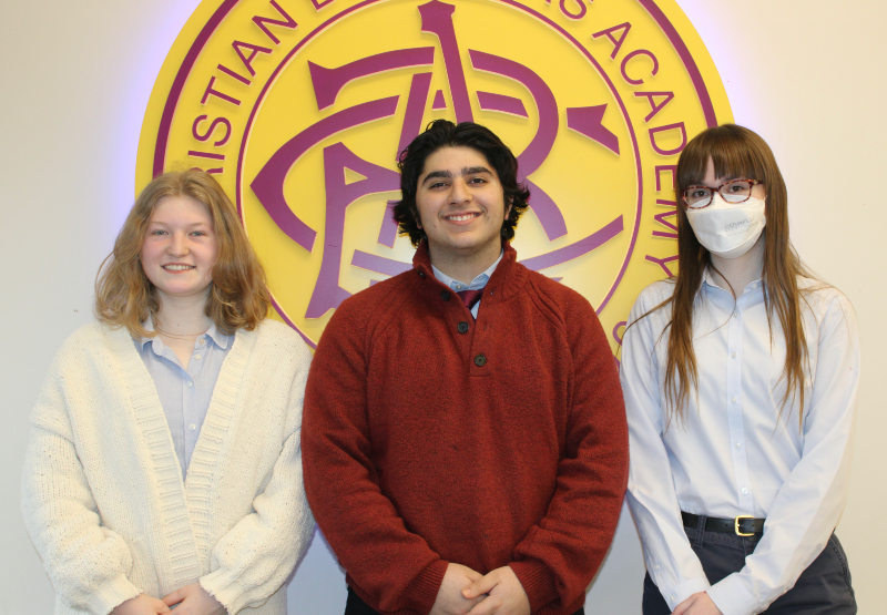 three students earn scholastic writing awards near syracuse ny image of students with awards