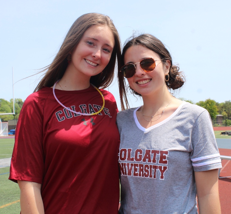 college bound class of 2023 image of two cba students wearing colgate university tshirts