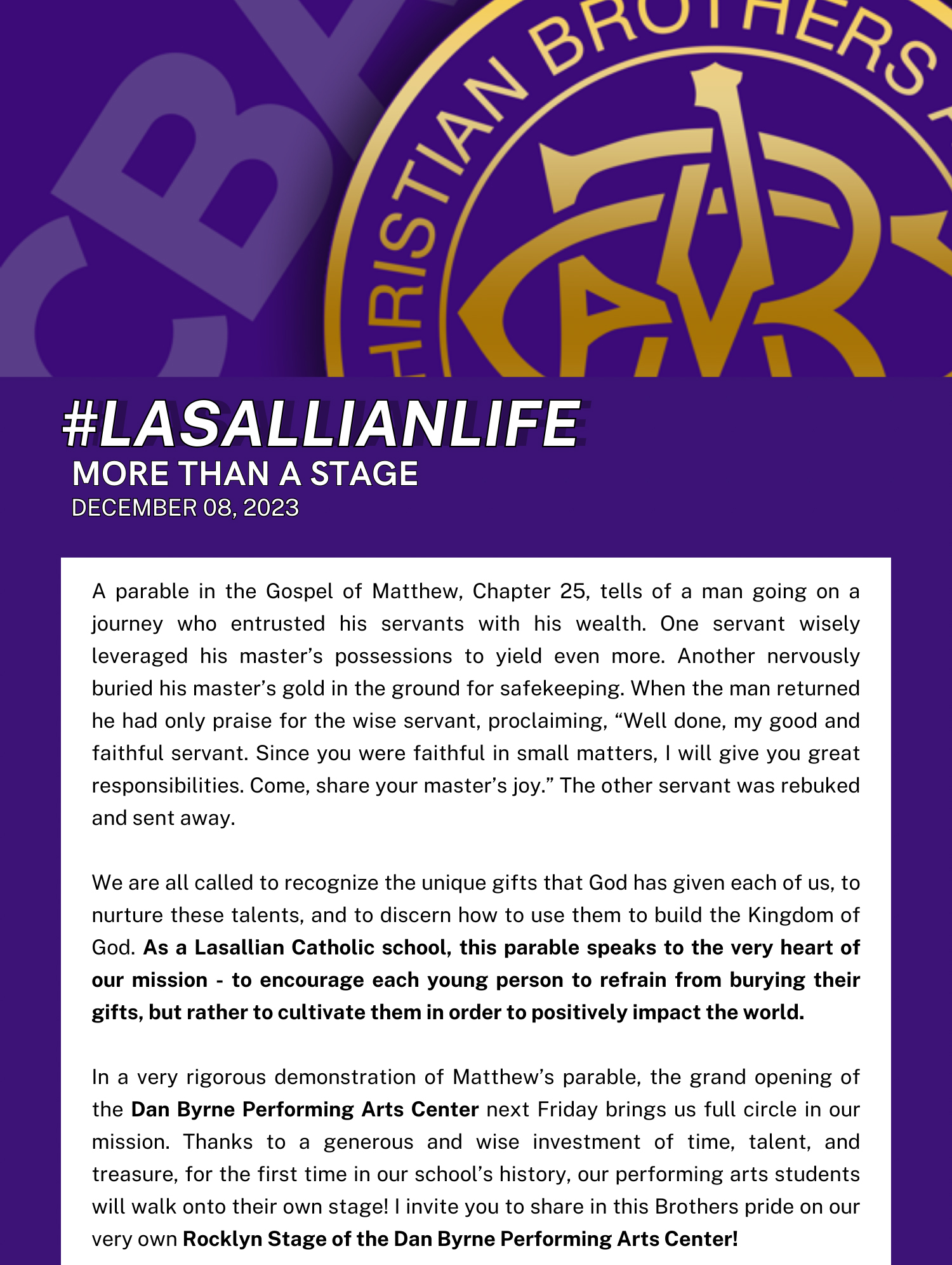 #LasallianLife : More Than a Stage