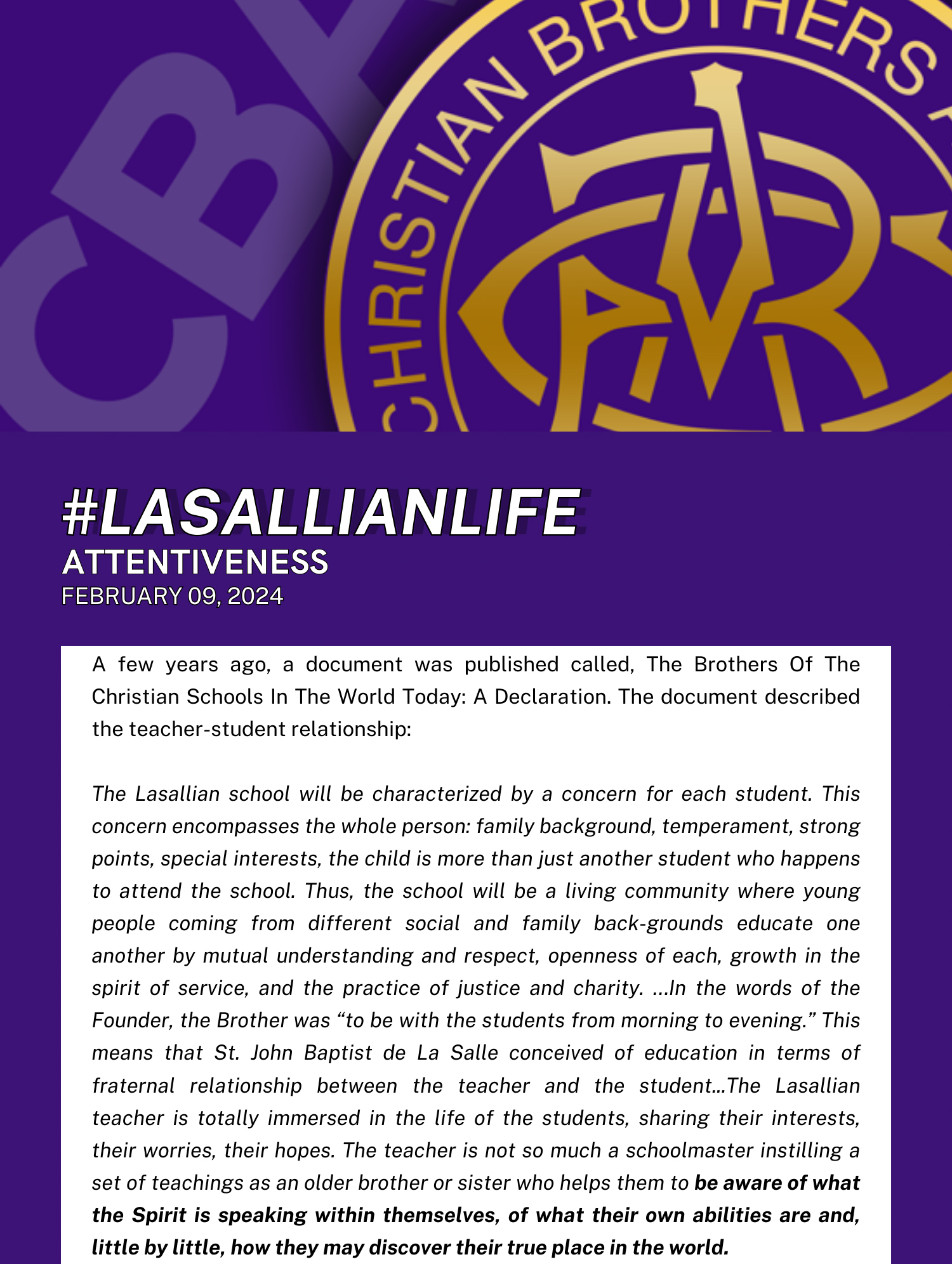 #LasallianLife : Attentiveness