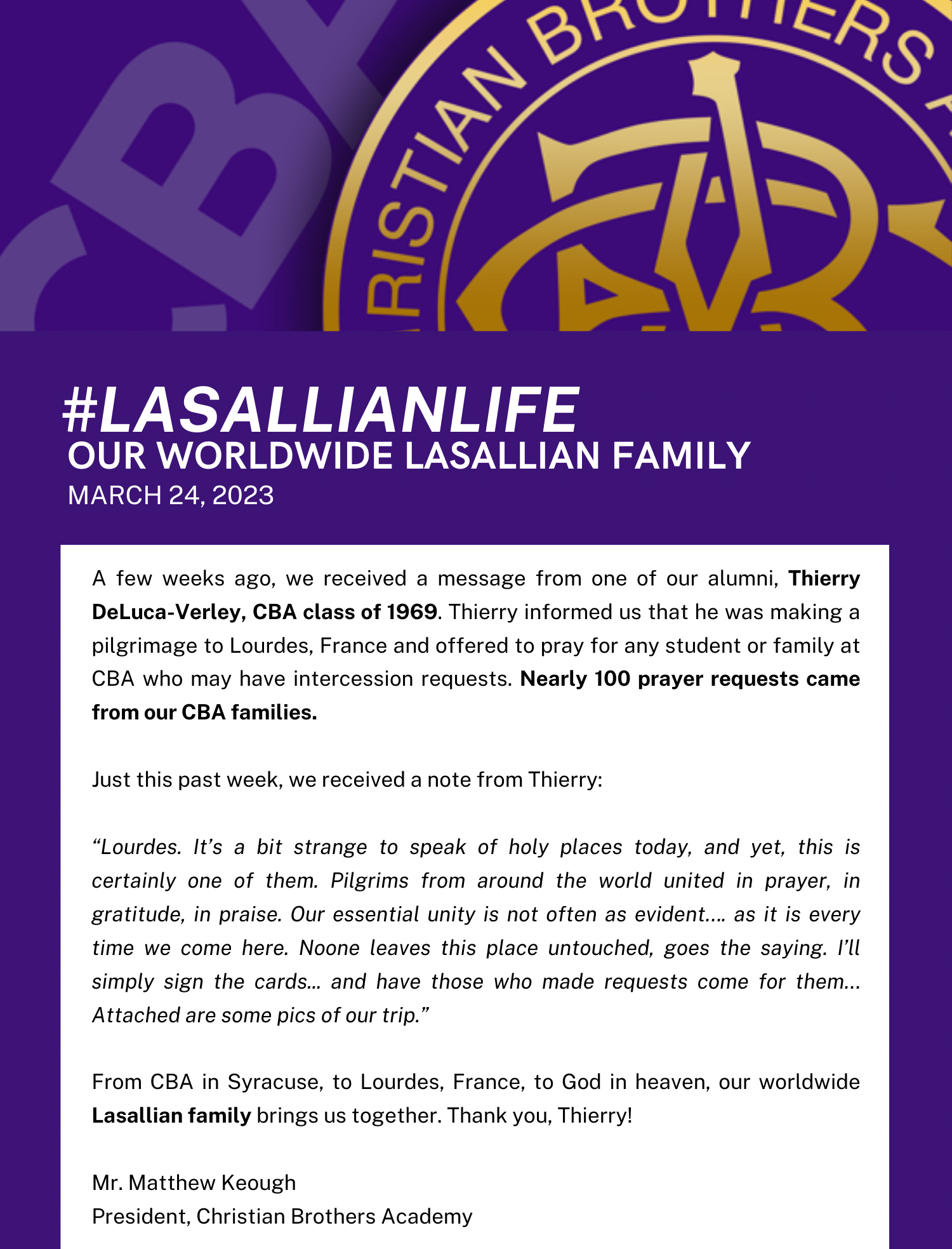#LasallianLife : Our Worldwide Lasallian Family