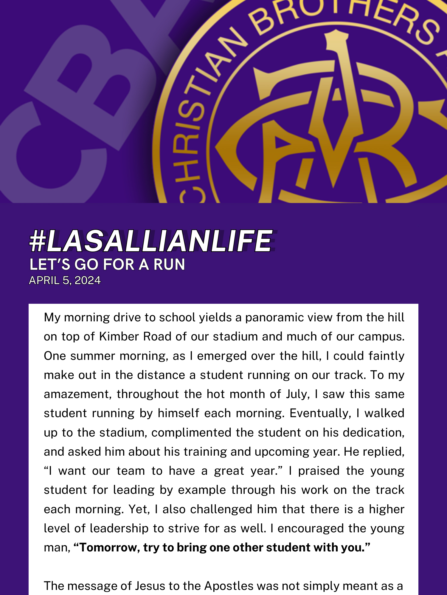 #LasallianLife :Let’s Go For a Run